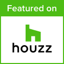 A green and white logo for houzz.